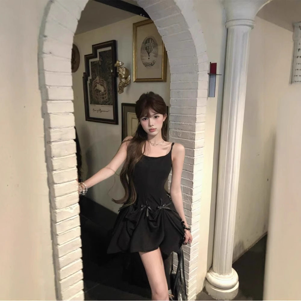 One Dress Multiple Wears Bow Blue Strap Dress for Women Summer Stylish Sweet Spicy Fitted A-Line Long Dress